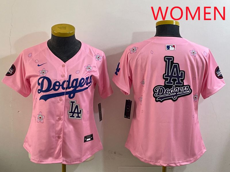 Women Los Angeles Dodgers Blank Pink Sakura Edition 2025 Nike MLB Jersey style 23